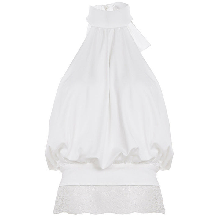 Damen elegantes Spaghetti-Trägertop mit transparentem Spitzenbesatz Drune