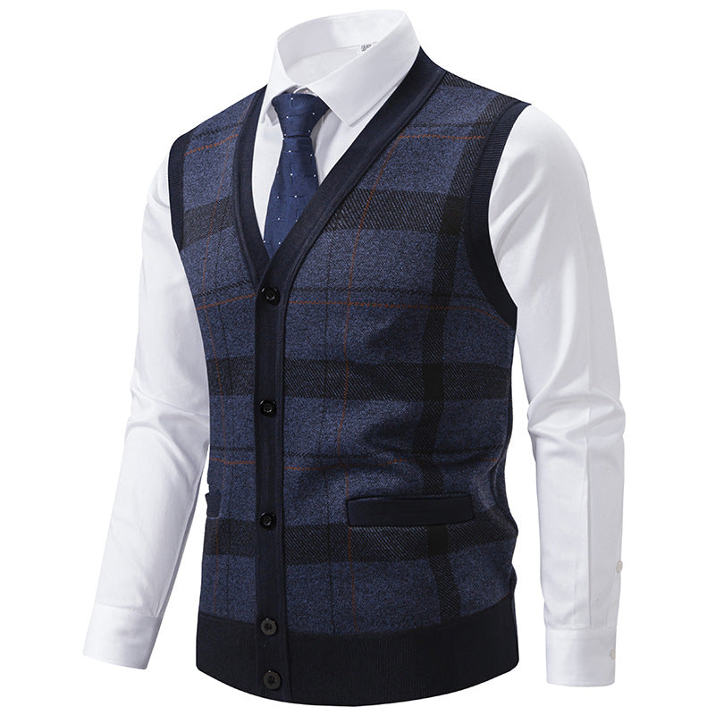 Herren elegante Strickjacke mit modernem Karomuster Drune