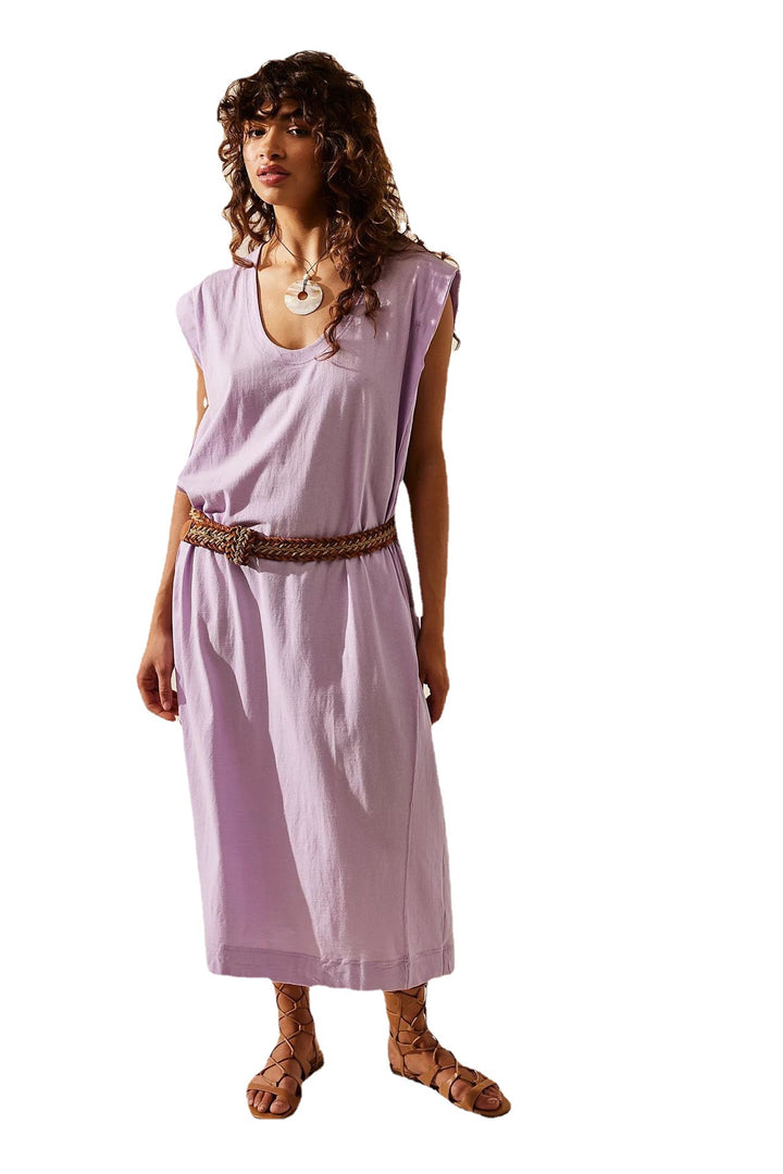Damen lässiges Maxikleid mit tiefem Ausschnitt und seitlichen Schlitzen Drune