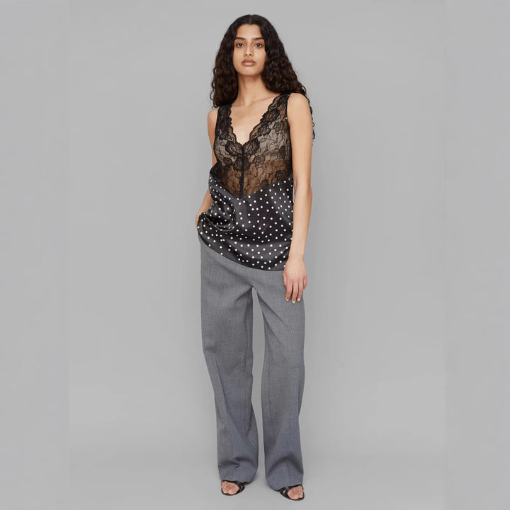 Damen Spitzen-Cami mit Polka-Dots und eleganten Details Drune