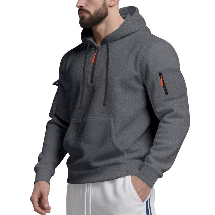 Herren Funktions-Hoodie mit halbem Reißverschluss und praktischen Taschen Drune