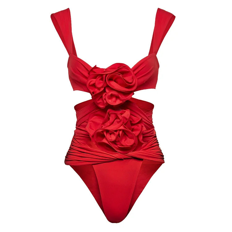 Damen Eleganter Rüschentop mit Blumenmotiven Drune