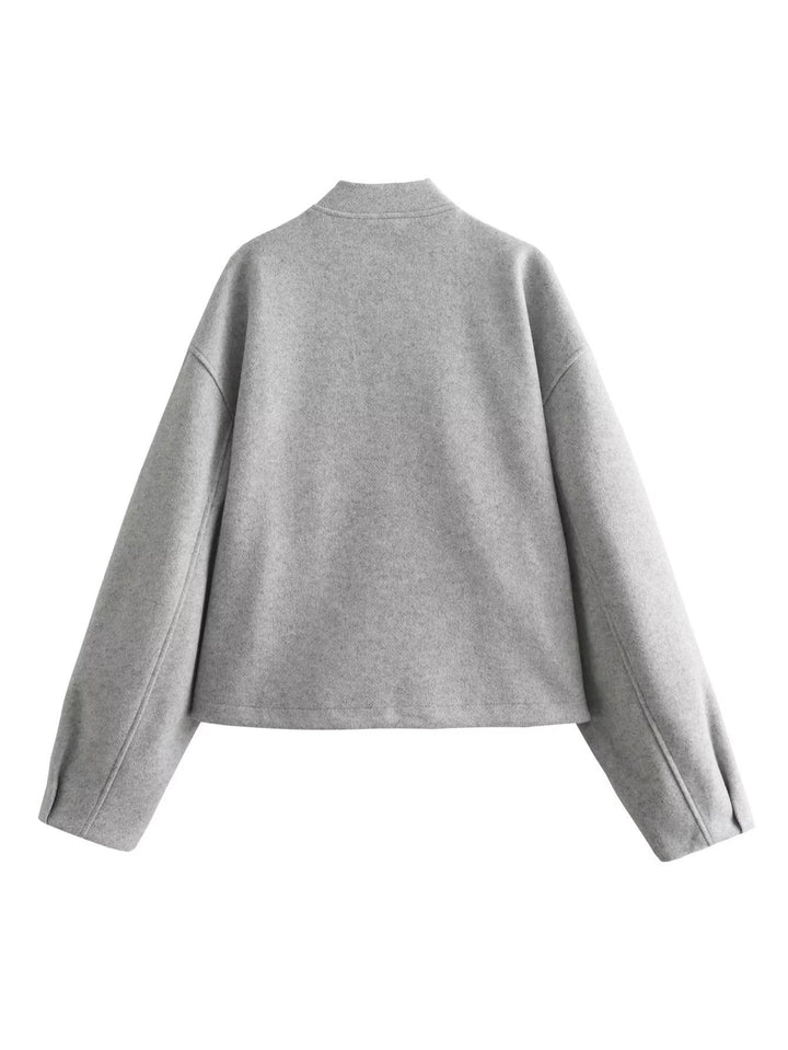 Damen lässige Übergangsjacke mit Stehkragen und asymmetrischem Schnitt Drune