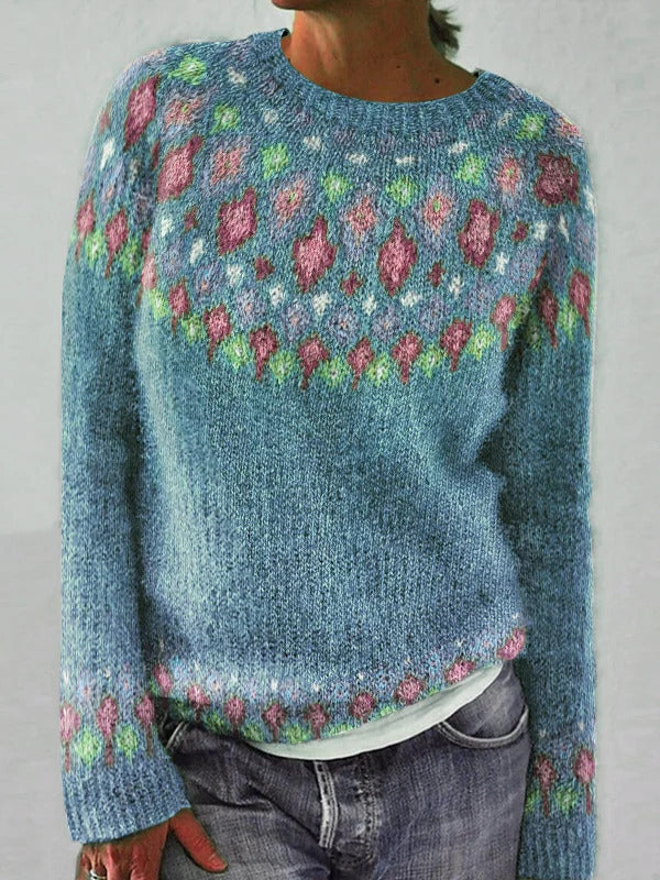 Damen Strickpullover mit lebhaftem Muster und komfortablem Schnitt Drune