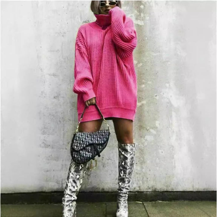 Damen Oversized Strickpullover im modernen Waffelmuster Drune