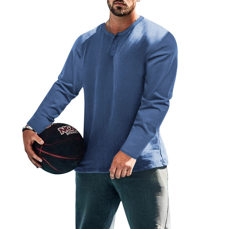 Herren Langärmliges T-Shirt mit Knopfleiste Drune