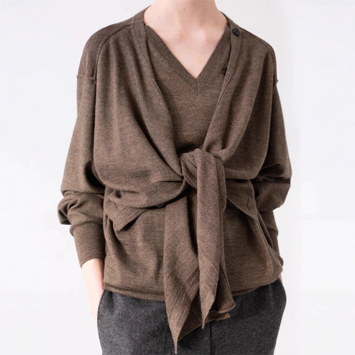 Damen lässiger Strickcardigan mit asymmetrischem Schnitt und Knopfdetails Drune