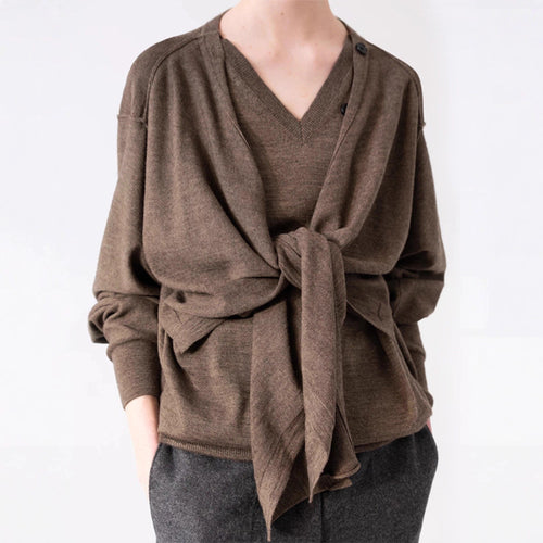 Damen lässiger Strickcardigan mit asymmetrischem Schnitt und Knopfdetails Drune