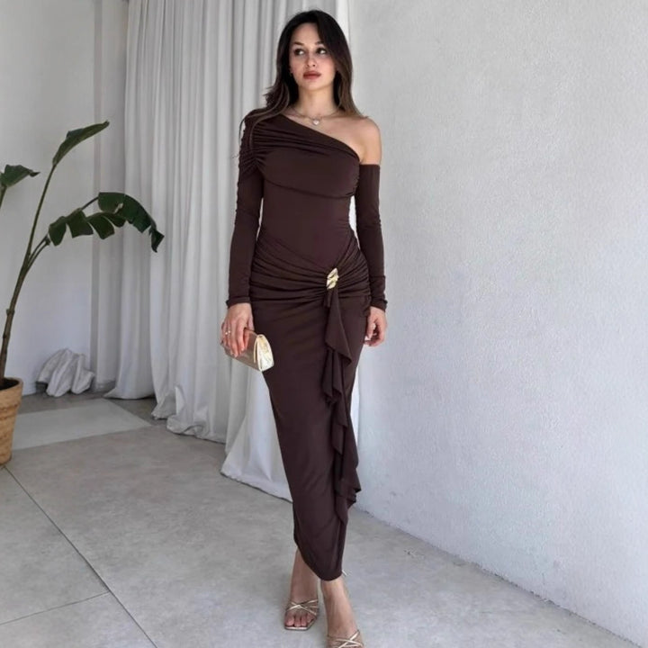 Damen elegantes Wickelkleid mit asymmetrischem Design und raffinierten Drapierungen Drune