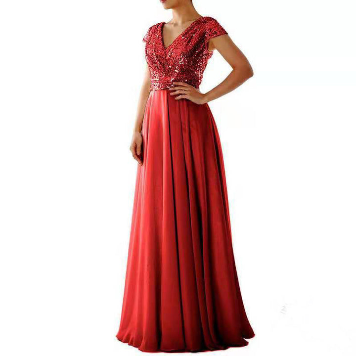 Damen Elegantes Abendkleid mit schimmerndem Oberteil und fließendem Rock Drune