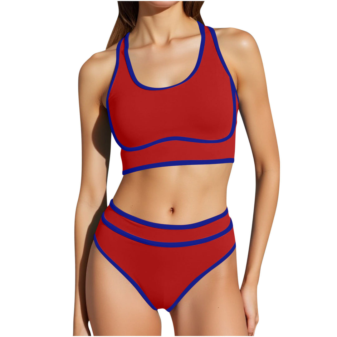Damen Sportliches Bikini-Set mit hoch taillierter Hose Drune