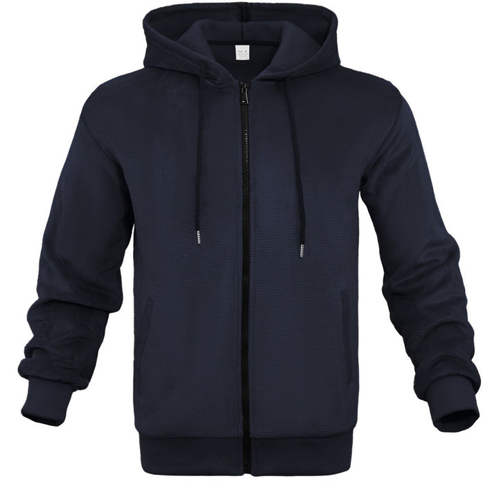 Herren sportliche Kapuzenjacke aus atmungsaktivem Material mit seitlichen Reißverschlusstaschen Drune