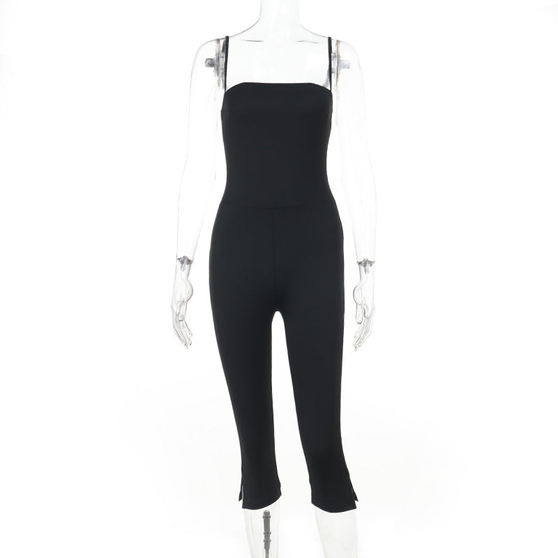 Damen stylischer Jumpsuit mit schmalem Schnitt und verstellbaren Trägern Drune