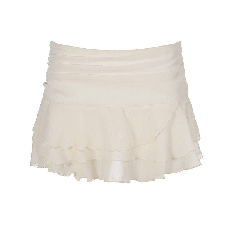 Damen Fließender Rüschenrock aus Chiffon Drune