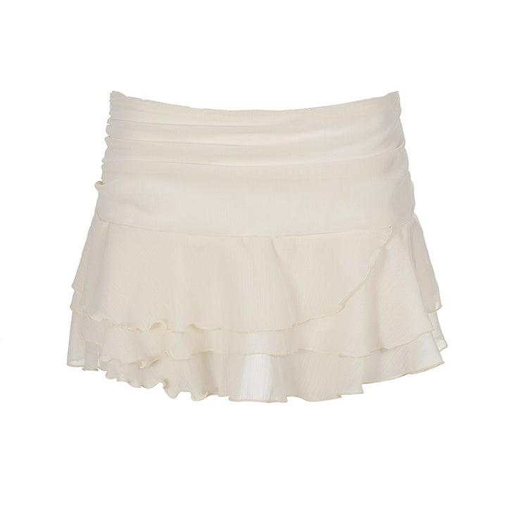 Damen Fließender Rüschenrock aus Chiffon Drune