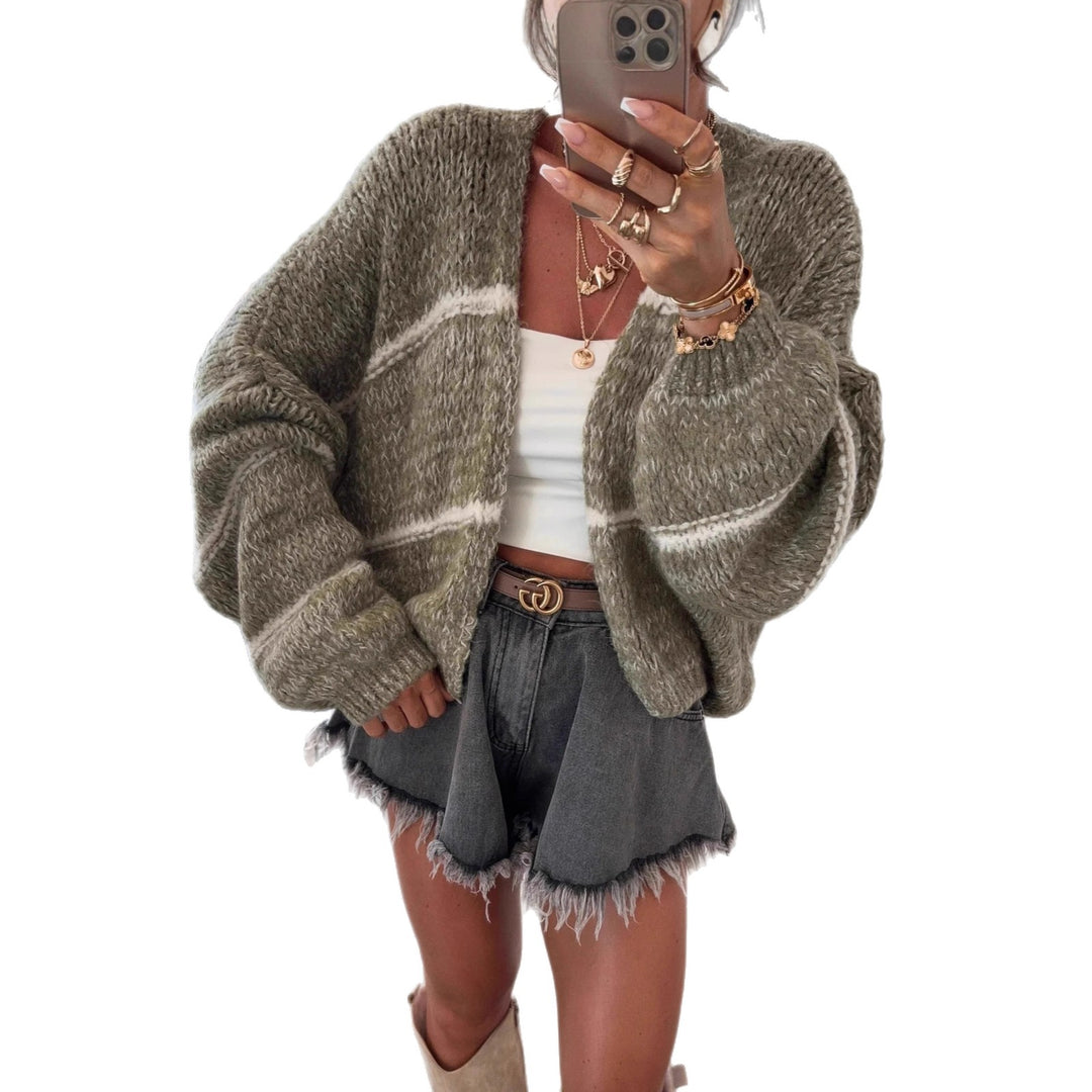 Damen lässige Strickjacke mit oversized Schnitt und modernen Details Drune