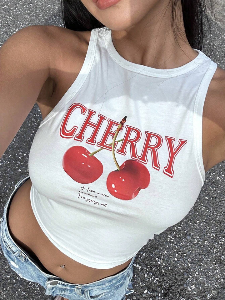 Damen Crop-Top mit mutigem Statement-Druck Drune