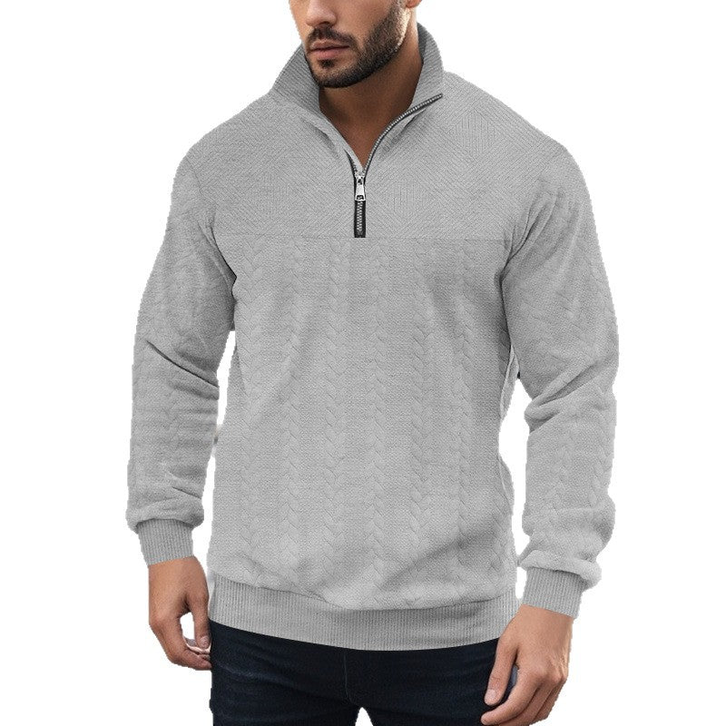 Herren Pullover mit strukturierter Optik und hohem Kragen Drune