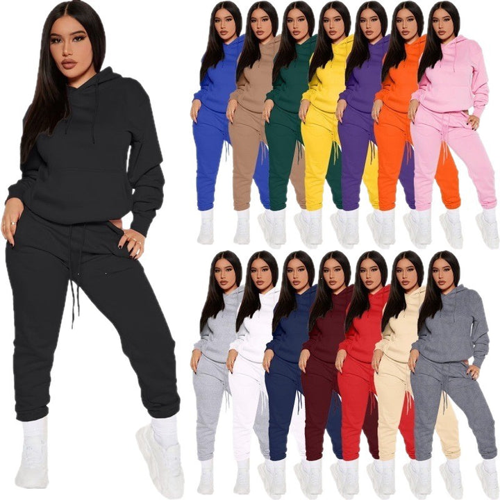 Damen nan zweiteiliges Lounge-Set mit Kapuzenpullover und High-Waist Jogginghose aus weichem French Terry Drune
