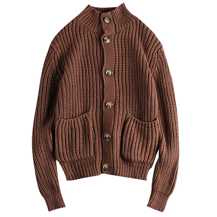Damen Strickjacke mit großen Taschen und Knopfverschluss Drune