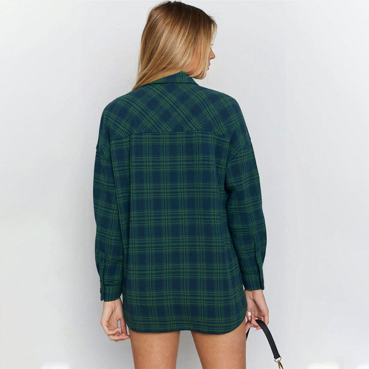 Damen Karierter Overshirt aus hochwertigem Material mit lässigem Schnitt Drune