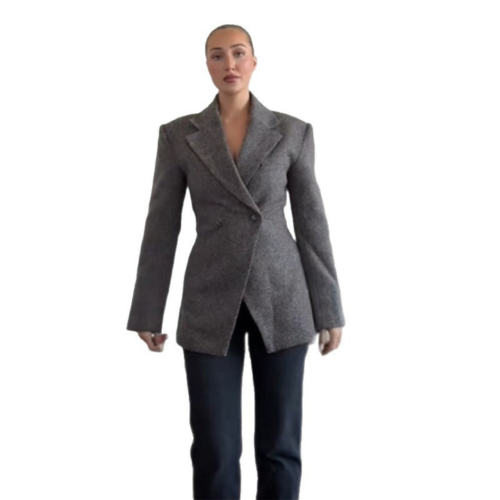 Damen Eleganter Oversized Blazer mit strukturiertem Gewebe Drune