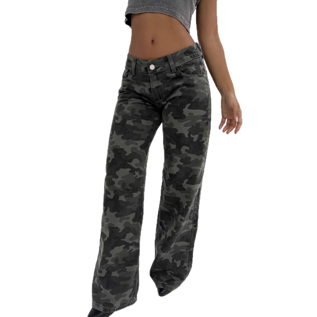 Damen Relaxed Fit Cargohose mit modischem Camouflage-Muster Drune
