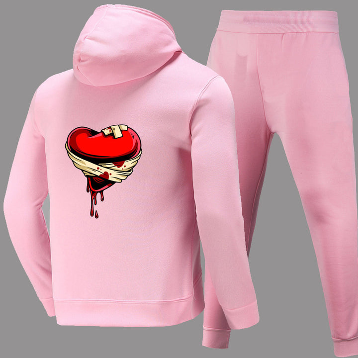 Damen Hoodie- und Jogginghose Set mit kreativem Herzmotiv Drune