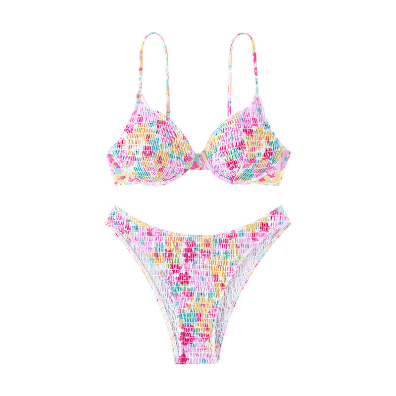 Damen Bunte Push-Up-Bikini mit floralem Design Drune
