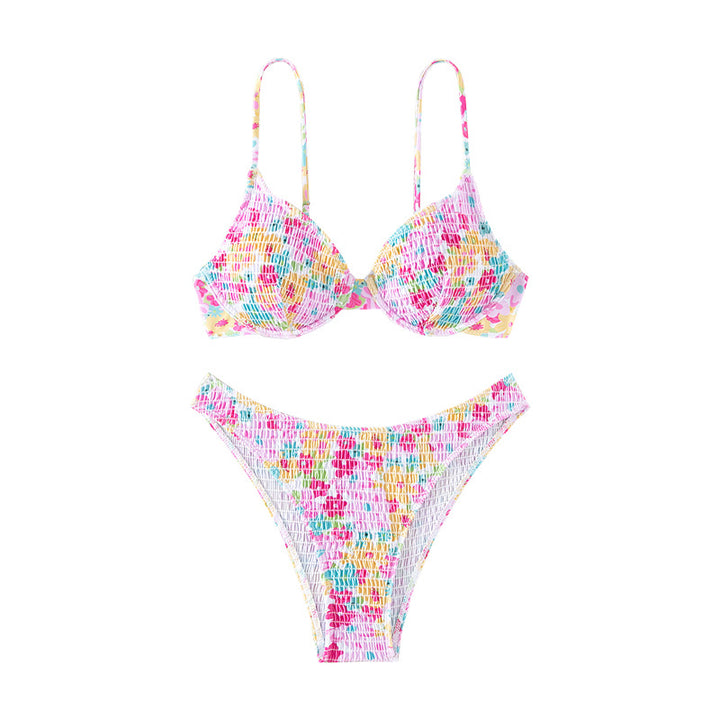 Damen Bunte Push-Up-Bikini mit floralem Design Drune