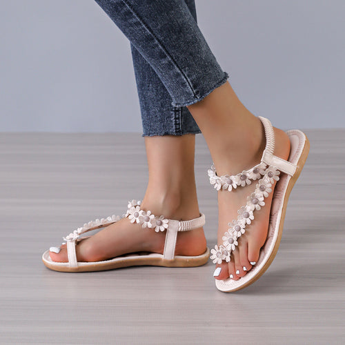 Damen Blumen-Sandalen mit komfortablem Fußbett und eleganter Applikation Drune