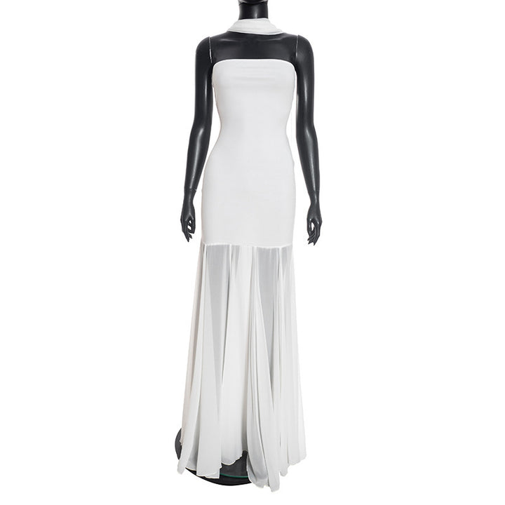 Damen Elegantes Abendkleid mit transparenten Drapierungen Drune