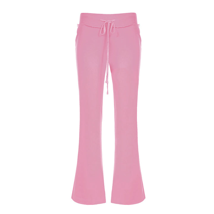 Damen nan taillierte Jersey-Flared-Loungehose mit Bindeband, hohem Komfortbund und seitlichen Eingrifftaschen Drune