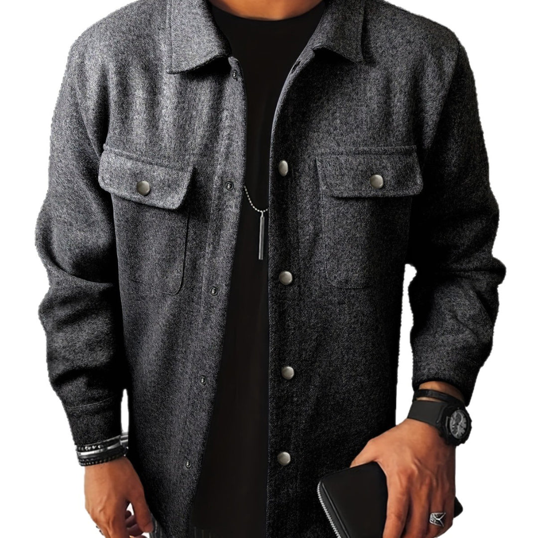 Herren nan Hemdenjacke aus Wollmix mit Druckknöpfen und Pattentaschen Drune