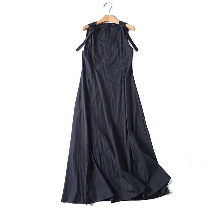 Damen luftiges Maxi-Kleid mit Spaghetti-Trägern und voluminösem Saum Drune