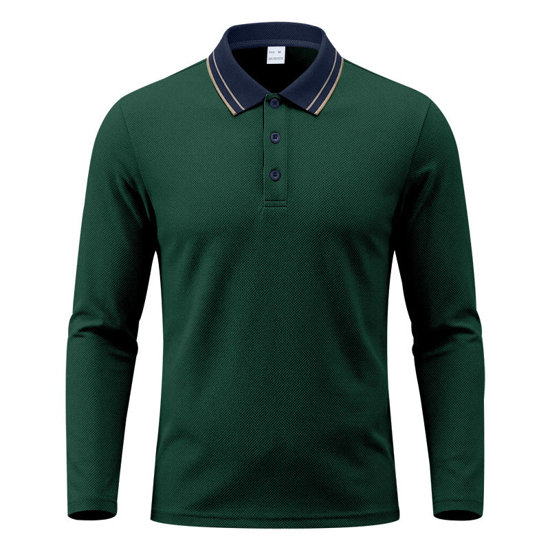 Herren nan langärmeliges Piqué-Poloshirt mit kontrastkragen und dreifach geknöpfter Leiste Drune