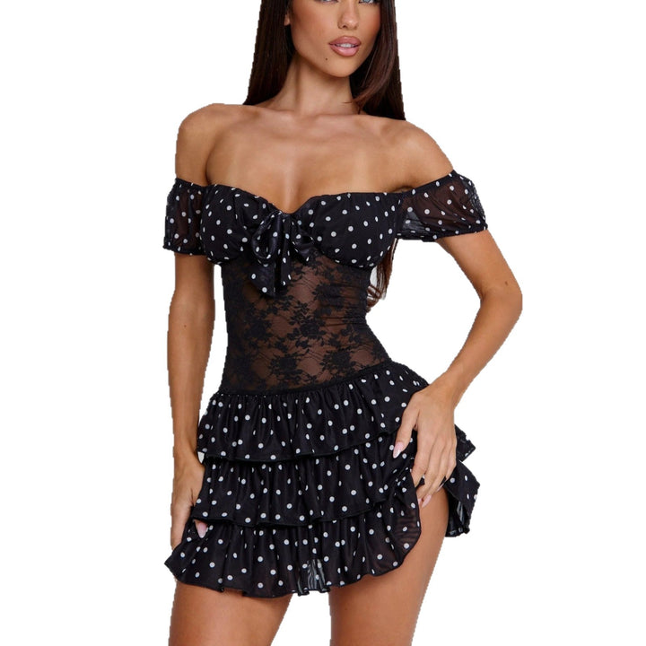 Damen Verspieltes Off-Shoulder Kleid mit Rüschendetails Drune