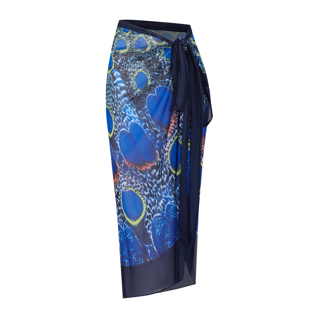 Damen Strandumhang mit buntem Muster und eleganten Schnürdetails Drune