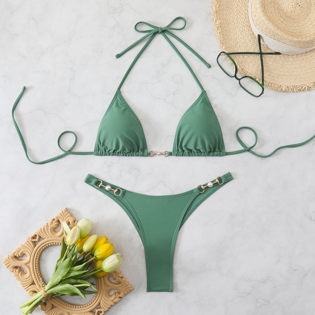 Damen Triangel-Bikini mit eleganten Verzierungen Drune