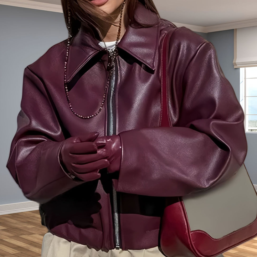 Damen Übergroße Lederjacke Drune