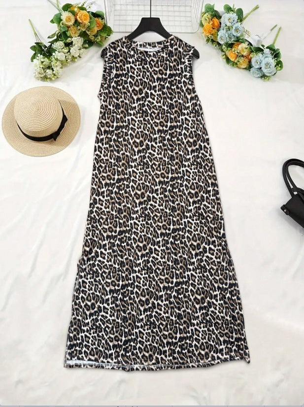 Damen Maxikleid mit modernem Leo-Print und praktischen Taschen Drune