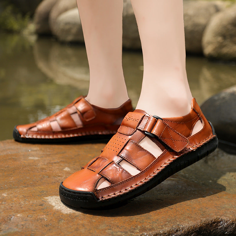 Herren Bequeme Leder-Sandalen mit verstellbarem Riemen Drune