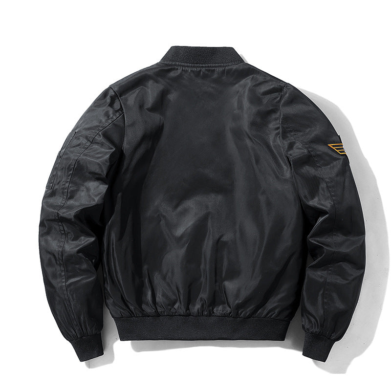 Herren  Aviator bestickte Patch wasserabweisende Bomberjacke mit Reißverschluss Utility Ärmeltasche Drune