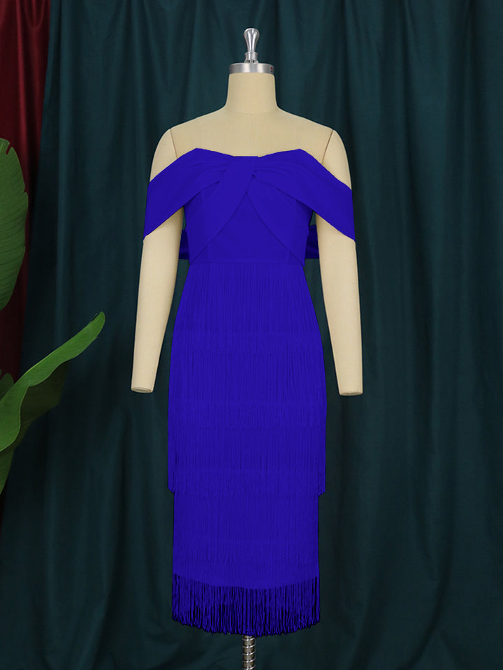 Damen Cut-out Cocktailkleid mit Fransen Drune