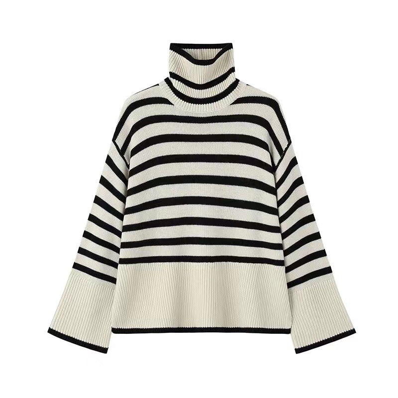 Damen Strickpullover mit Rollkragen und breiten Ärmeln Drune