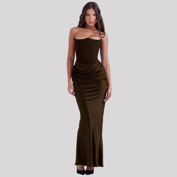 Damen Elegantes Abendkleid mit tiefem Dekolleté und drapierten Details Drune