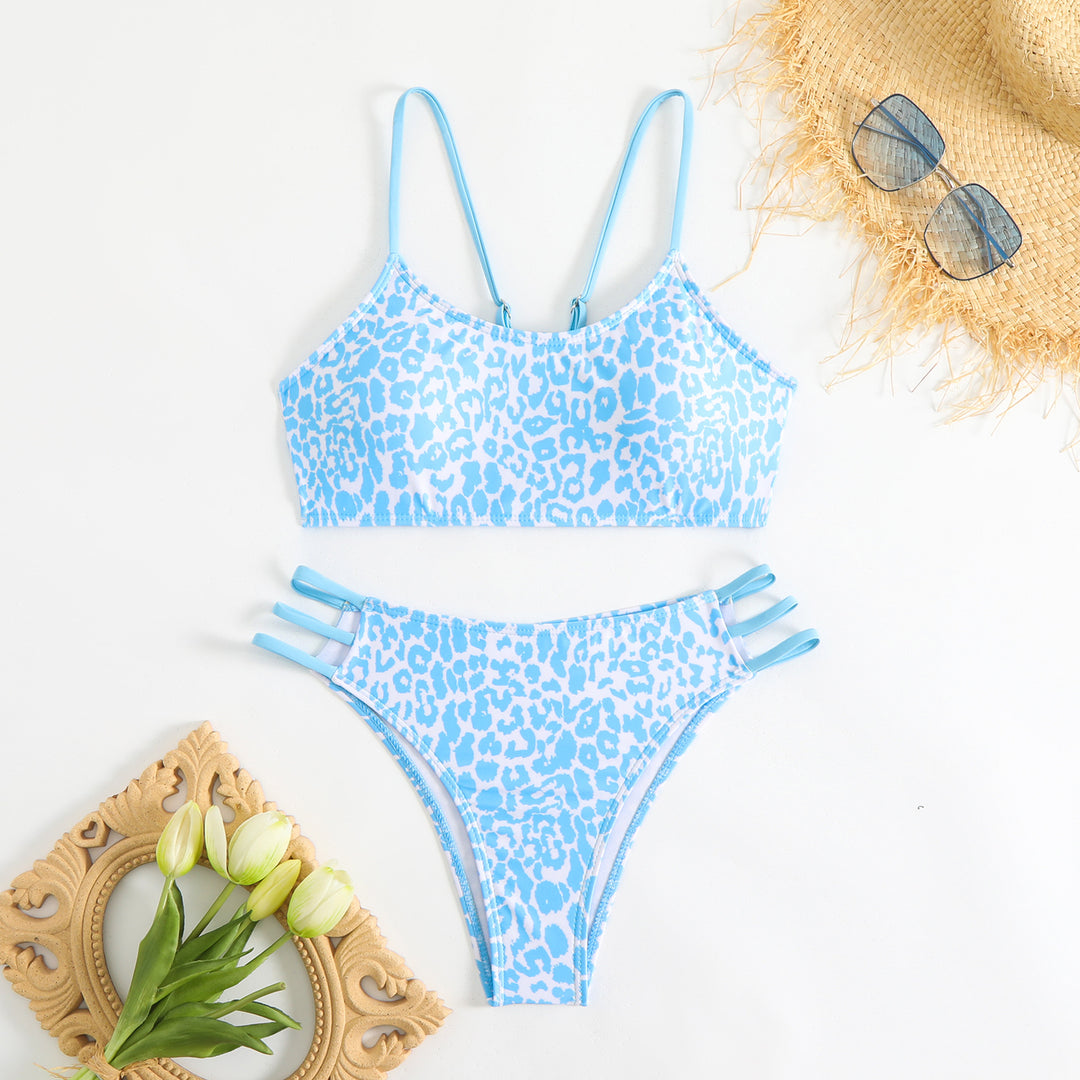 Damen Tierdruck Trägerbikini-Set Drune