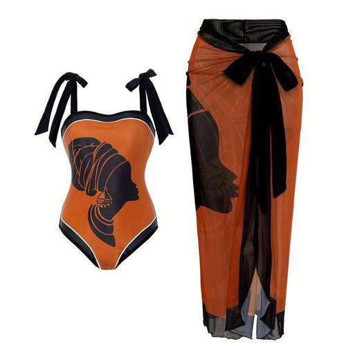 Damen Badeanzug mit luftiger Wickelrock Drune