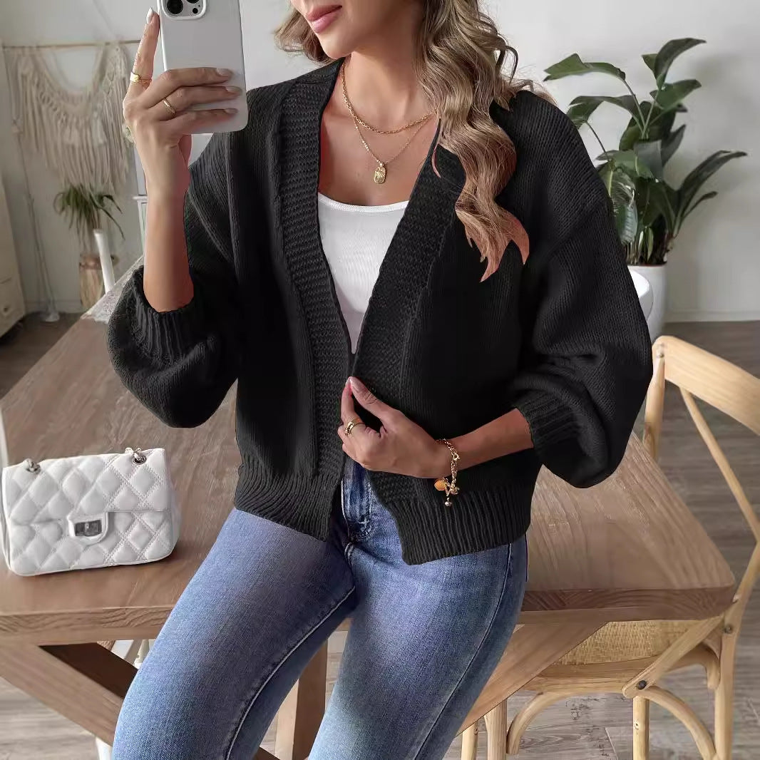 Damen lässiger Strick-Cardigan mit oversized Schnitt und voluminösen Ärmeln Drune