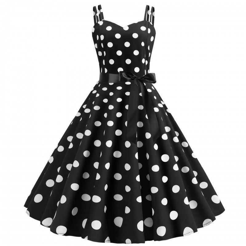 Damen Swingkleid mit klassischen Punkten und breitem Rock Drune